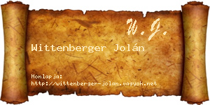 Wittenberger Jolán névjegykártya